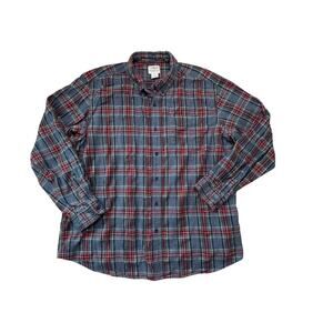 L.L. BEAN Long sleeve Scotch Flannel, shirt, XL, Gray, Red & Green Plaid